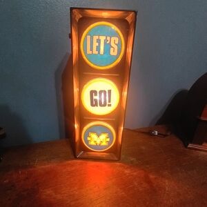 LET'S GO! Michigan Lighted Sign with Blue and Yellow Graphics